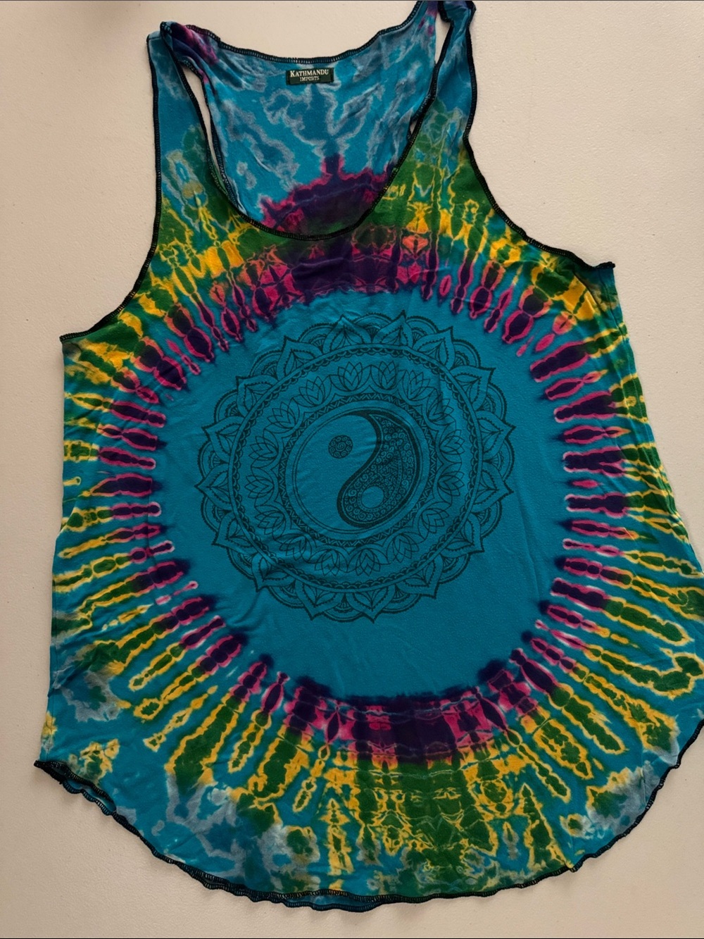 Kathmandu Turquoise Tie-Dye Yin Yang Tank Top
